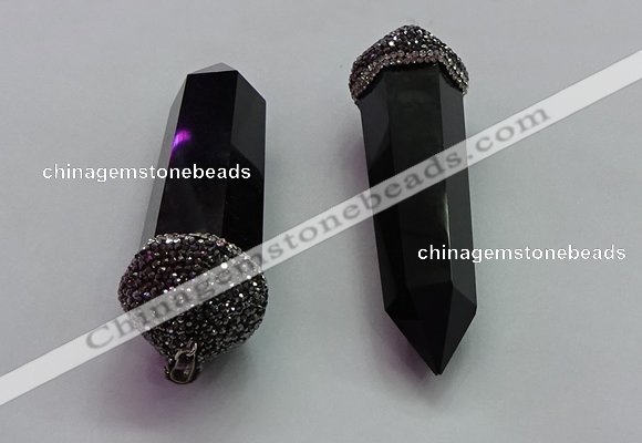 CGP1522 25*80mm - 28*90mm sticks black obsidian pendants