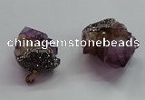 CGP1529 30*40mm - 40*45mm faceted nuggets druzy amethyst pendants