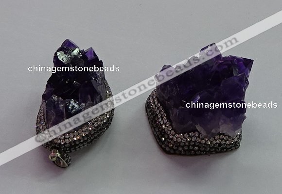 CGP1536 30*35mm - 28*40mm faceted nuggets druzy amethyst pendants