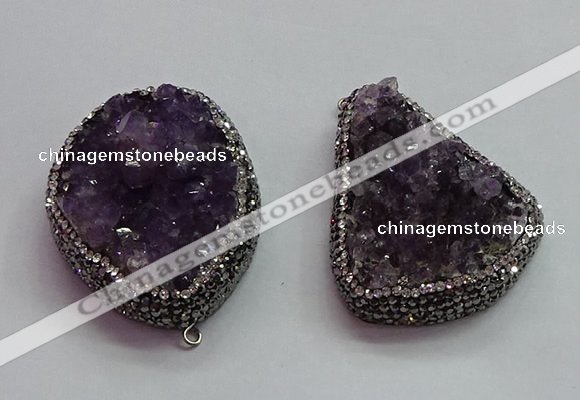 CGP1538 30*40mm - 35*45mm freeform druzy amethyst pendants