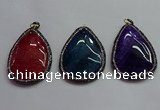 CGP1547 40*60mm flat teardrop agate pendants wholesale