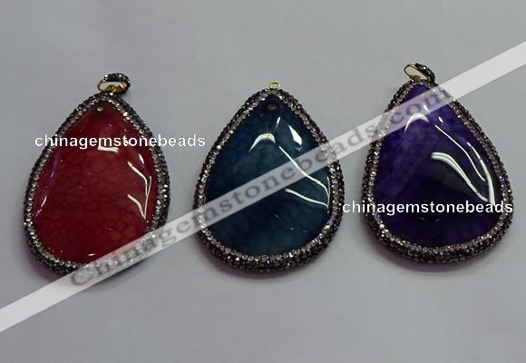 CGP1547 40*60mm flat teardrop agate pendants wholesale