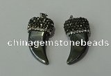 CGP155 20*38mm horn hematite gemstone pendants wholesale