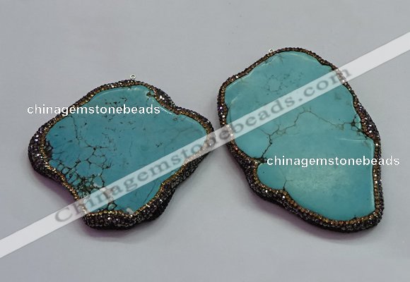 CGP1555 65*70mm - 60*90mm freeform turquoise pendants wholesale
