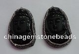 CGP1570 40*65mm carved black obsidian pendants wholesale