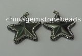 CGP158 40*40mm star hematite gemstone pendants wholesale