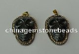 CGP159 25*35mm skull hematite gemstone pendants wholesale