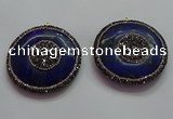 CGP1593 55mm coin lapis lazuli gemstone pendants wholesale