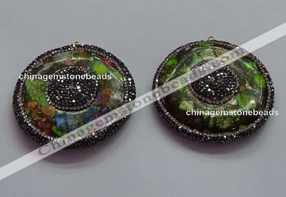 CGP1595 55mm coin sea sediment jasper pendants wholesale