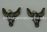 CGP162 40*50mm ox-head hematite gemstone pendants wholesale