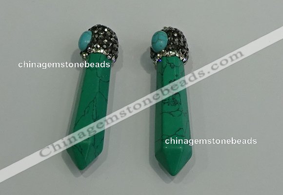 CGP173 10*55mm sticks turquoise gemstone pendants wholesale