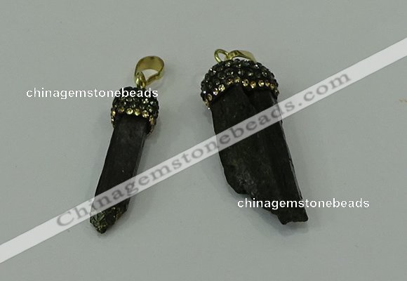 CGP205 6*30mm - 15*40mm sticks black tourmaline pendants