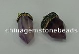 CGP212 15*30mm - 20*35mm bullet amethyst gemstone pendants