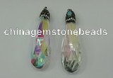 CGP230 20*80mm faceted teardrop crystal glass pendants wholesale