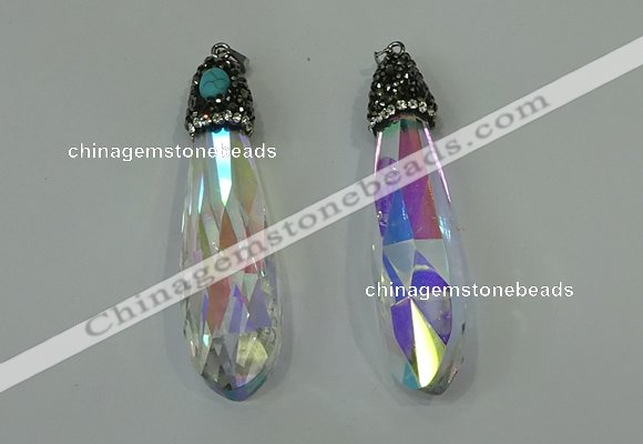 CGP240 17*70mm faceted teardrop crystal glass pendants wholesale