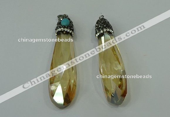 CGP242 17*70mm faceted teardrop crystal glass pendants wholesale