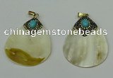 CGP289 35*50mm flat teardrop pearl shell pendants wholesale