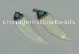 CGP291 15*65mm feather pearl shell pendants wholesale