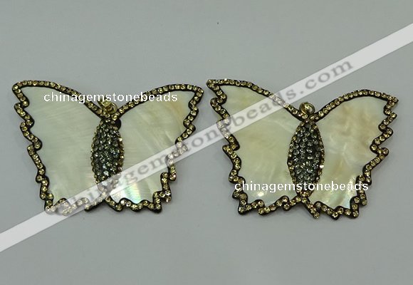 CGP297 45*65mm butterfly pearl shell pendants wholesale