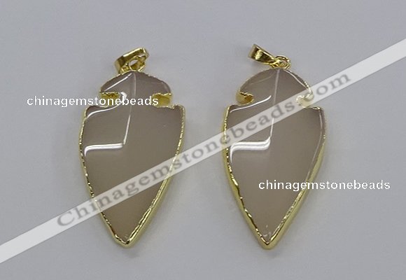 CGP3001 22*45mm arrowhead agate gemstone pendants wholesale