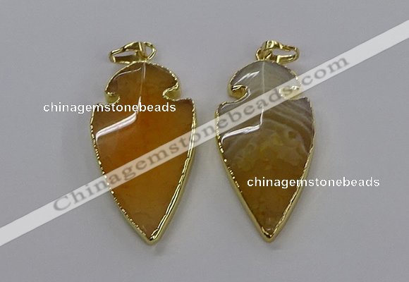 CGP3002 22*45mm arrowhead agate gemstone pendants wholesale