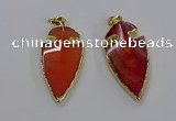 CGP3004 22*45mm arrowhead agate gemstone pendants wholesale