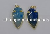 CGP3005 22*45mm arrowhead agate gemstone pendants wholesale