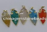 CGP3008 22*45mm arrowhead agate gemstone pendants wholesale