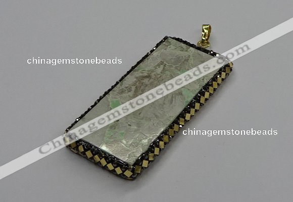 CGP3021 30*60mm - 40*60mm rectangle green apple jasper pendants