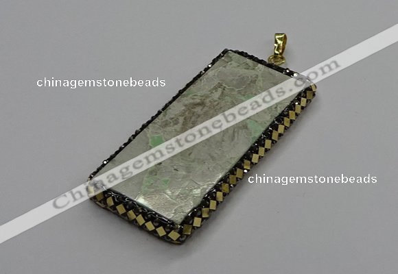 CGP3021 30*60mm - 40*60mm rectangle green apple jasper pendants