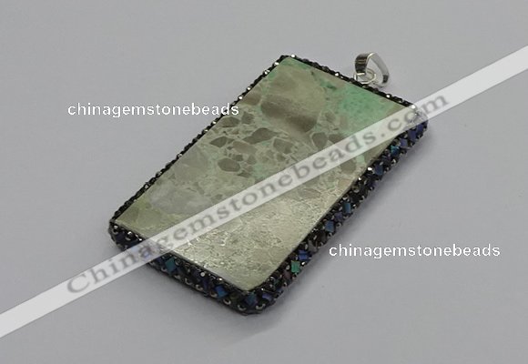 CGP3022 30*60mm - 40*60mm rectangle green apple jasper pendants