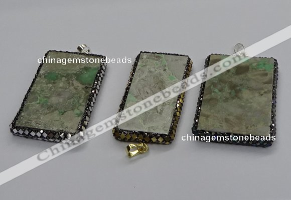 CGP3023 30*60mm - 40*60mm rectangle green apple jasper pendants