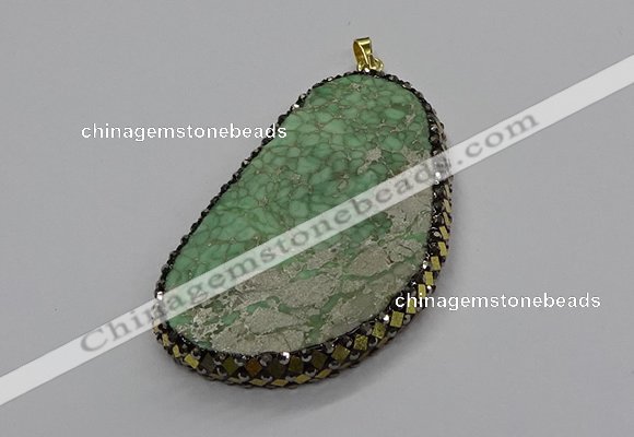 CGP3026 35*50mm - 40*65mm freeform green apple jasper pendants