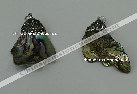CGP304 20*40mm - 25*35mm freeform abalone shell pendants wholesale
