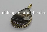 CGP3046 30*45mm - 35*60mm flat teardrop druzy agate pendants