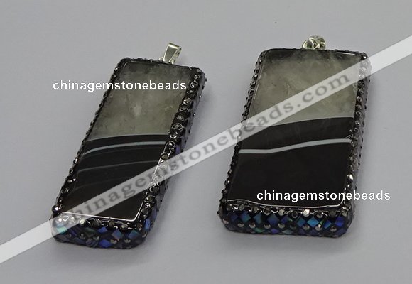 CGP3057 20*60mm - 30*65mm rectangle druzy agate pendants