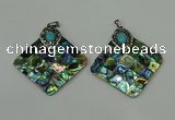 CGP306 35*35mm diamond abalone shell pendants wholesale