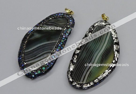 CGP3068 40*65mm - 40*70mm freeform line agate pendants