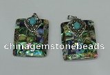 CGP307 30*40mm rectangle abalone shell pendants wholesale