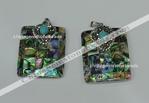 CGP307 30*40mm rectangle abalone shell pendants wholesale