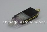 CGP3076 25*50mm - 30*65mm freeform druzy amethyst pendants