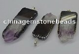 CGP3078 25*50mm - 30*65mm freeform druzy amethyst pendants