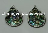 CGP308 35*45mm flat teardrop abalone shell pendants wholesale