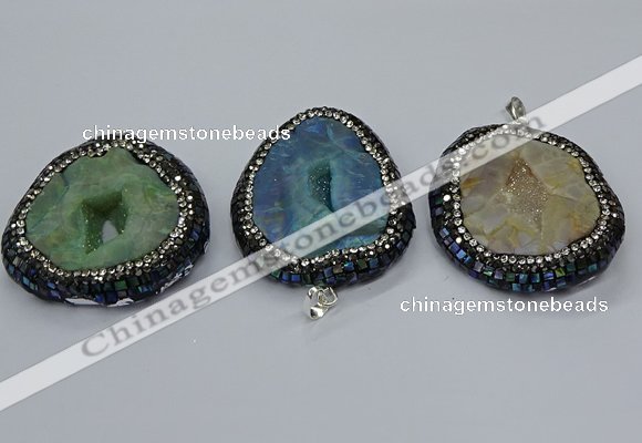 CGP3084 40*50mm - 45*55mm freeform druzy agate pendants