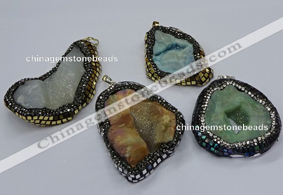 CGP3085 40*50mm - 45*55mm freeform druzy agate pendants