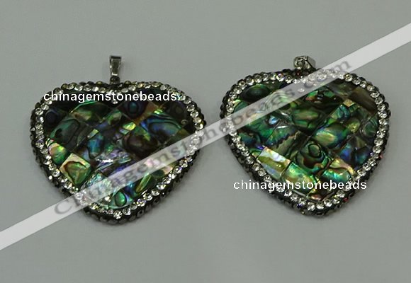 CGP310 40*40mm heart abalone shell pendants wholesale