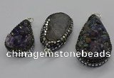 CGP3100 25*40mm - 30*65mm freeform plated druzy amethyst pendants