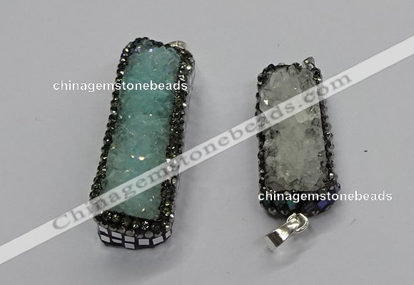 CGP3101 15*45mm - 15*55mm rectangle druzy agate pendants