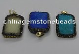 CGP3102 25*35mm rectangle druzy agate pendants wholesale