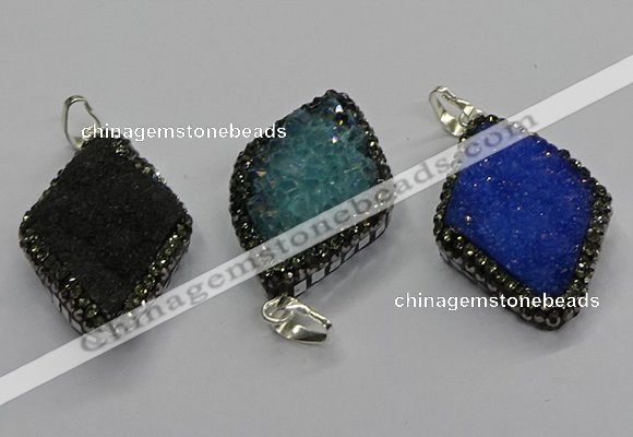 CGP3103 25*40mm diamond druzy agate pendants wholesale